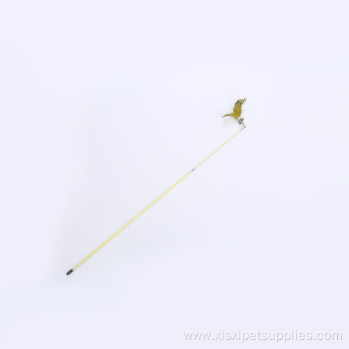 Stainless steel retractable cat teaser toy with feather
